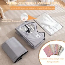 可折叠狗猫窝防水宠物庇护所，采用双顶设计，优雅隔热保暖狗窝，适合中小型犬和猫 - 灰色 - 查看 3