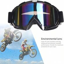 Gafas de motocicleta, gafas de motocross, gafas a prueba de viento y polvo para ATV, gafas de carreras resistentes a los arañazos, gafas de esquí, gafas de protectoras con marco de resina de PU negro y lentes de colores - Marco negro + lente de color - Ver 7