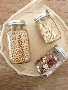 Stoples Kaca Kedap Udara untuk Penyimpanan Makanan, Cocok untuk Menyimpan Teh, Biji-bijian, Kacang-kacangan, Camilan, Biji Kopi, Gula, Permen, Kue Kering, Rempah-rempah, Perlengkapan Dapur, dan Yogurt, Wadah Makanan Transparan Portabel, Stoples Penyimpanan Biji-bijian Dapur - MultiWarna - View 2