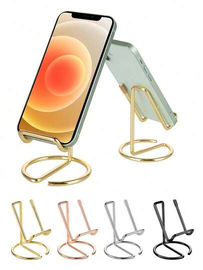 1pc Iron Wire-Shaped Metal Phone Stand, Minimalist Iron Desk Phone/Tablet Holder, Creative Metal Desktop Stand