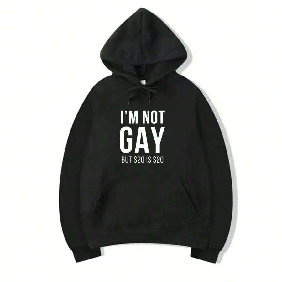 I'm Not Gay But 20 Is 20 Hoodie Hoodie SweaHoodie Jute Bag Hoodie - 黑色 - 查看 1