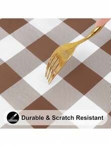 Smiry Round Picnic Table Cloth, Elastic Waterproof Fitted Vinyl Tablecloth 36-44 Tables, Flannel Backed Buffalo Plaid Table Covers Dining, Camping, Outdoor, Black And White Summer Birthday Gifts Wedding Beach Back To School School Supplies Room Decor