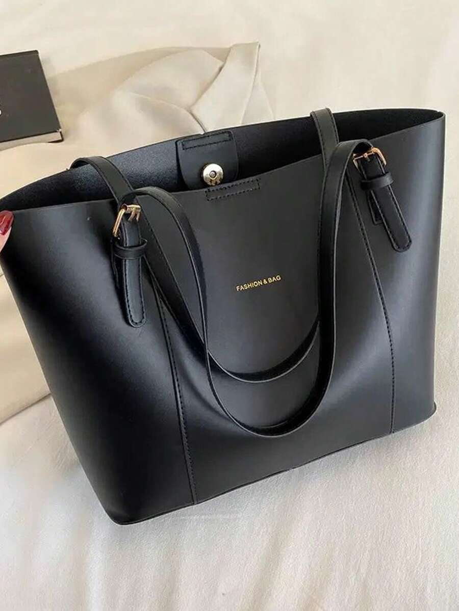 Bolso de viaje retro, sencillo y elegante para mujeres, nuevo diseño 2024, bolso de hombro de gran capacidad - Negro - Ver 1