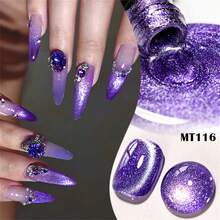 Mtssii 7毫升星光闪粉猫咪磁性凝胶指甲油，蓝紫色玫瑰红，超闪亮全息半永久可卸UV LED凝胶指甲油，水晶指甲油，美甲用品，美甲艺术，女士美甲礼品 - 彩色 - 查看 9
