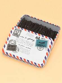 100pcs/Box Women's Hair Clip Basic Wave Styling, Classic Black T-Shape Design, Suitable For Daily Use Claw Clips Hair Claws Hair Barrettes, School Stuff - màu đen - Xem 1