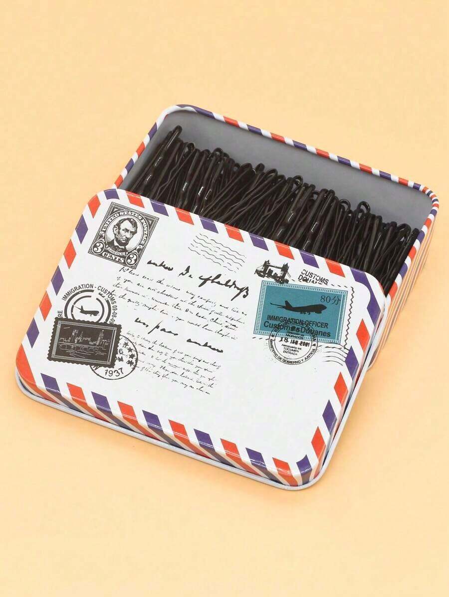 100pcs/Box Women's Hair Clip Basic Wave Styling, Classic Black T-Shape Design, Suitable For Daily Use Claw Clips Hair Claws Hair Barrettes, School Stuff - màu đen - Xem 1