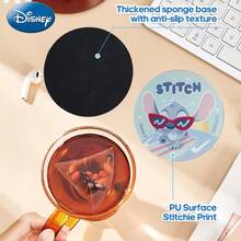 Disney 1pc Disney Officially Licensed Stitch Patterned Cute Coaster Waterproof Wipeable Compact Cup Mat Kitchen Coffee Table Dining Table Use Perfect Home Decor Warm Festive Holiday Party Decoration Gifts For Family And Friends