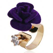 1 pieza Anillo de flor con rhinestones, ajustable, adecuado para fiestas y banquetes