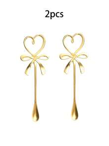 2pcs/4pcs/6pcs Heart Bowknot Hanging Cup Spoon,Love Butterfly Coffee Spoon,Stainless Steel Coffee Stirring Spoon,Coffee Spoon,Long Handle Dessert Spoon,Dinner Spoon,Stainless Steel Love Bow Spoons,Stainless Steel Honey Spoon,Basting Spoon - Multicolor - View 12