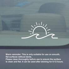 1pc White 30*15cm Sun Wave Car Window Bumper Sticker, Suitable For Car Window, Laptop, Bicycle, Cute Sun Flower Decor For Rearview Mirror, Car Accessories, Vinyl Sticker, DIY Waterproof Decoration - White - View 4