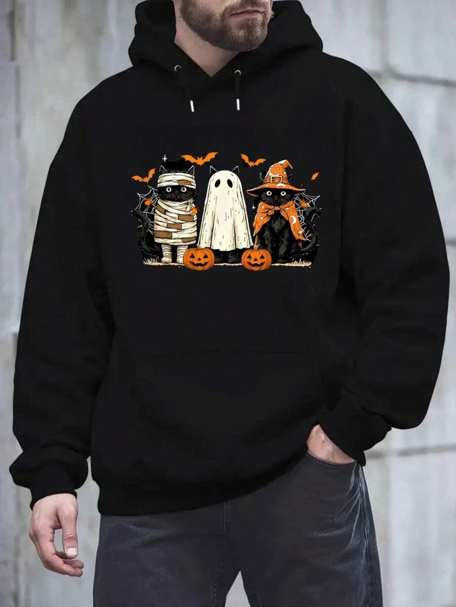 Sudadera con Capucha para Hombre, Diseño de Halloween con Gatos disfrazados de Momia, Fantasma y Bruja, Color Negro, Ideal para la Temporada de Halloween, Fiestas Temáticas, Noches de Terror o para Añadir un Toque Festivo y Divertido a Tu Vestimenta Durante Octubre,sudaderas para hombre,sudaderas,sudadera,sudaderas para parejas,twilight,halloween,Sudaderas Con Capucha Para Hombre 2xl,Sudadera Negra Con Capucha De Hombre,Sudadera Negra De Hombre Para Populares,Sudadera Negra De Hombre Con Flores,Sudadera Negra De Hombre Diseño,Sudadera Negra De Hombre Con Estampado,Sudadera De Hombre De Navidad,Sudadera De Hombre Casual,Sudadera De Hombre Anime,Sudaderas Para Adolescentes. - Negro - Ver 1