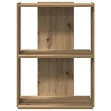 Libreria Larryhot a 3 ripiani in rovere artigianale 60x30x80 cm, robusta e durevole, facile da montare, stile decorativo, adattA, Per riporre soprammobili, statuette, libri, piccoli oggetti, ecc. - Castano - Visualizzare 4