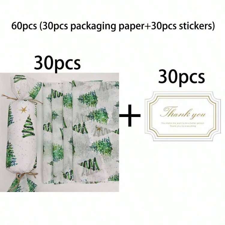 60/30/10 张圣诞姜饼人图案薄纸 - 50.8x35.56 厘米姜饼和波尔卡圆点设计，轻质保护性包装，用于礼品包装，易碎物品保护，节日装饰（糖果条纹，蓝色星星），姜饼装饰，节日包装，节日风格，季节性包装，节日装饰，派对策划者圣诞节圣诞装饰圣诞睡衣圣诞礼物圣诞装饰 - 聖誕大樹 - 查看 16