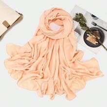 1pc Women's Classic Retro Solid Color Crinkle Breathable Soft Headscarf, Ladies' Versatile All-Season Fashion Headwrap, Multi-Functional Outdoor Windproof, Decorative Elegant Scarf, Shawl