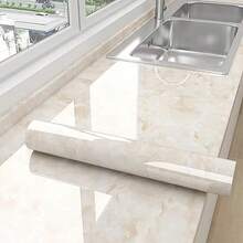 1 Rollo de papel tapiz autoadhesivo para pared de cocina con patrón de mármol, PVC, decoración para el hogar, a prueba de aceite y agua, decoración de pared de lujo, pegatinas de pared, decoración de habitación, accesorios de cocina, artículos de cocina, decoración de cocina