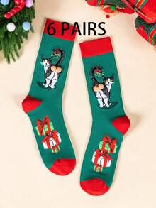 6/3/1 双装女士圣诞趣味袜子，印有鸡蛋、猫咪和卡通人物图案，男女皆宜的新奇袜子，适合圣诞节、新年礼物和日常穿着 - 彩色 - 查看 10