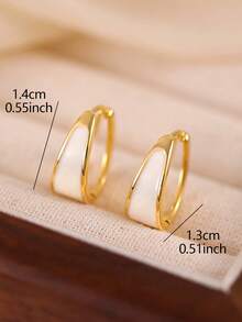 1 对简约时尚日常百搭适合聚会奢华几何时尚小号环形耳环女士 - 白色 - 查看 4