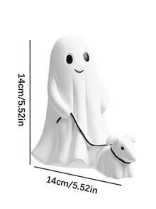 1 pieza Estatua adorable de un perro fantasma de Halloween caminando - Resina, perfecto para decoración del hogar y oficina, acento festivo para mesa, mejor regalo