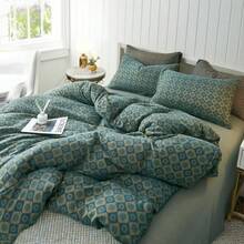 Vclife Modern Luxury Solid Color Duvet Cover Full For Girls Women And Jersey Knit Cotton Duvet Cover Queen Soft Grapefruit Bedding Set Queen , Ultra Soft, 4 Corner Ties With Two Pillowcases, No Comforter - 被套三件套-雛菊新綠 - 查看 2