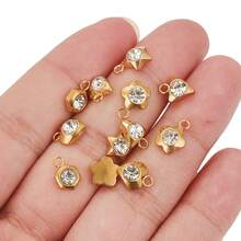 10 chiếc 304 thép không gỉ mạ vàng 18K hình lục giác trái tim năm cánh hoa tam giác đính đá Rhinestone tự làm mặt dây chuyền trang sức phụ kiện vòng cổ mặt dây chuyền trang sức bằng thép không gỉ dành cho nữ thành phần trang sức tự làm mặt dây chuyền đính đá Rhinestone - Nhiều màu - Xem 2