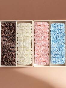 20个优雅缎面发圈，柔软纯色发绳，适合低马尾、高马尾、发髻和日常发型（黑色、白色、粉色、蓝色、棕色），马尾辫发圈，发圈，橡皮筋，发绳，发饰，头饰，弹力发带 - 彩色 - 查看 8