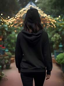 1pc Winter Vintage Classic Pullover Warm Hoodie For Men Soft Breathable Graphic Hoodie For Men - All-Season Casual Sweatshirt With Pocket, Machine Washable Polyester - 黑色 - 查看 6