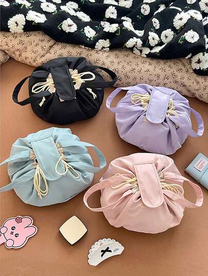 1 Pc Solid 4 Colors Drawstring Makeup Bag Travel Large Bucket Type Cosmetic Storage Bag Portable Women Makeup Tools Washing Bag, Makeup Bag, Makeup Bags, Cosmetic Bag, Makeup Organiser, Travel, Makeup Pouch, Make Up Bags, Bags, Vanity Accessories, Small Makeup Bag, Makeup Pouch, Cosmetic Bag, Large Capacity, Large Makeup Bag, Christmas Gifts, Pouch, Travel, Gifts For Women, Women's Pouch, Clutch / Small Handbag, Makeup Organizer, Pouch, Brush Holder, Mini Pouch, Large Capacity Pouch,Pouch,Makeup Pouch,Travel Essential