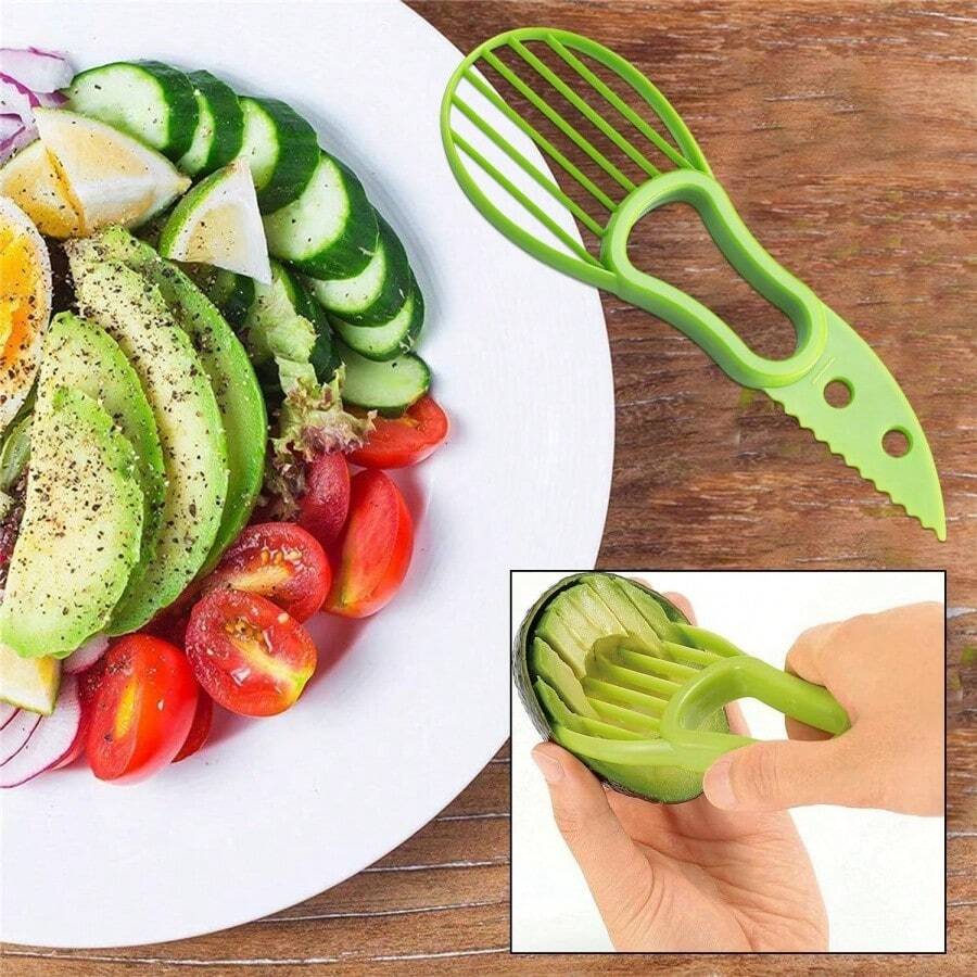 3-In-1 Avocado Slicer - Avocado Tool, Avocado Peeler, Kitchen Tool, Avocado Cutting Tool, Avocado Knife Tool, Fruit Slicer, Avocado Scraper Tool - Avocado Core Remover, Fruit And Vegetable Tool