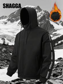 SHAGGA Men's Outdoor Fleece Hoodie Sweatshirt - Black - View 1