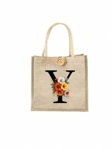 Bolso de tela con estampado de letras, bolso de tela estampado, bolso con decoración de botones, bolso grande de capacidad minimalista, bolso de tela casual y portátil de gran capacidad, bolso de compras multifuncional, nuevo diseño, gran capacidad, compañero de compras, bolso de hombro, bolso de tela, bolsa de almuerzo, lonchera, bolso cruzado, para mujer, uso diario, cita - Multicolor - Ver 25