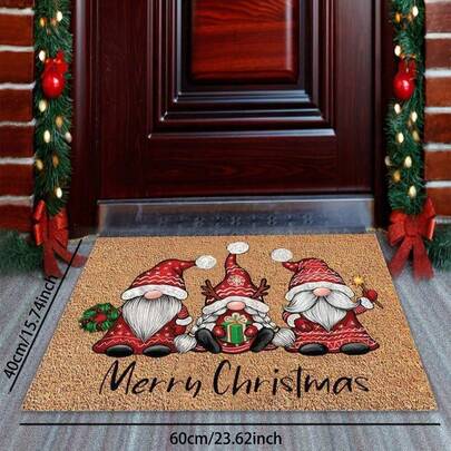 1 件圣诞老人印花门垫，圣诞节节日地毯户外装饰垫，防滑吸水入口门装饰垫，卧室走廊超强吸水可洗地毯圣诞必备圣诞礼物情人节礼物