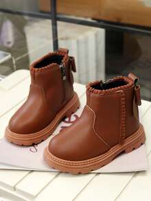 1 Pair Girls' Boots, Princess Bowknot Short Boots, 2025 Autumn/Winter New Boots, Fashionable For Little Girls (Warm Tip: Shoes Run Large, Please Order According To Actual Insole Length) - Brown - View 3