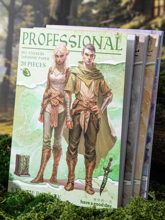 20张双材质人物风景贴纸，奇幻职业计划本系列，适合礼物、办公室、家居、标记、标签、教室、娱乐玩具、学生计划本创意复古装饰贴纸