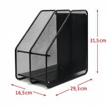 Archivador Revistero Metálico – 2/3/4 Secciones, Color Negro o Plateado, Organizador de Revistas, Documentos y Carpetas, Diseño de Malla Resistente para Oficina y Hogar - Negro - Ver 3