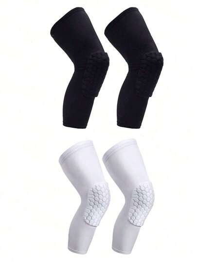 1-2 件套膝盖和肘部压缩垫 - 长袖式手臂和腿部保护套，具有抗冲击和支撑作用，适用于篮球、足球、排球、骑自行车