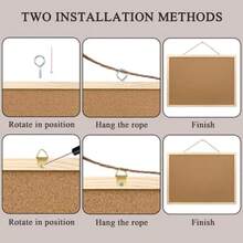 2 Pack Cork Board Bulletin Board 15.7"X 11.81" Inches With Oak Wood Finish Frame For Wall Office Home And School Pins Eye Bolts Gaskets Screws - 棕色 - 查看 3