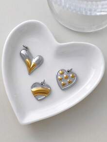 1pc Stainless Steel Heart Shaped Pendant, Handmade DIY Accessory For Halloween, Thanksgiving, Suitable For Necklace, Bracelet, Earrings