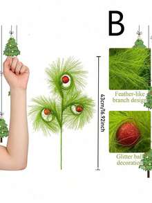 20pcs Christmas Elf Twig Set - Green And Red Artificial Branches With Flashing Balls, Suitable For Christmas Tree Topper, Flower Garlands, DIY Crafts, Seasonal Decorations, Christmas Party Table Decor