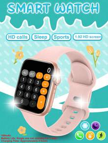 1pc 1.92" Touch Screen Multifunctional Smart Watch With Silicone Strap, Suitable For Teenagers, Multiple Sports Modes, Camera Control, Social App Notifications, Bluetooth, Compatible With Android And IOS, Suitable For School, Sports, 180mAh Battery