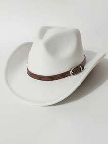A Classic Cowboy Hat For Both Men And Women, Paired With A Brown Belt And A Silver-Black Bull Logo, And A Metal Buckle, Is An Adjustable Outdoor Performance Hat Suitable For Both Men And Women. It Is Perfect For Casual Daily Wear, Outdoor Activities, Horseback Riding, Party Stage Performances, And Western Cowboy Gatherings