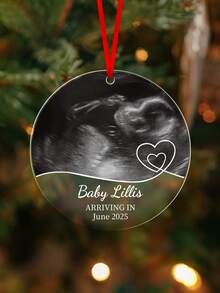 Baby Ultrasound Glass Ornament, Baby Announcement Ornament, Pregnancy Announcement Gifts Keepsake, New Baby Christmas Ornament, Gift For Dad,Personalized Ultrasound Ornament Personalized Custom Sonogram Ornament For New Mom And Dad, Expecting Parents Gift For New Baby Announcement