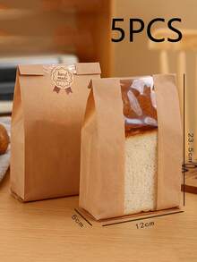 1/5/10 Stücke Toastbeutel Brotpapier Tüte (mit Aufklebern), Halloween, kleine/mittlere/große Papierbrottüte mit Fenster, Backzutaten Verpackungsmaterial, Etikett Siegelaufkleber für Backwaren Verpackung und Lagerung, Haushaltsbedarf - Verschiedenfarbig - Übersicht 14