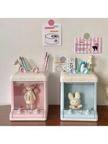 1 pieza Organizador de escritorio con forma de oreja de conejo y soporte para bolígrafos, contenedor de almacenamiento de escritorio para uso doméstico