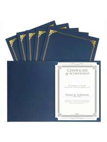 6pcs/20pcs Navy Blue Certificate Holders, Certificate Folders With Gold Foil Borders, Fits 8.5" X 11" Documents, Certificates, Awards