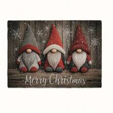 4 pièces/6 pièces Napperon de Noël avec gnome rouille et gris, décoration de table de fête vintage avec impression de flocons de neige sur fond en bois. Accessoire de décoration de table pour rassemblement familial et célébration des fêtes. Tapis de table de Noël en lin de 32x42cm, convient pour la décoration intérieure/extérieure et les fêtes de cuisine. Pour la décoration de table à la maison. - Multicolore - Voir 7