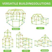 Zestaw do samodzielnego budowania fortecy dla dzieci, klocki konstrukcyjne, zabawki do samodzielnego tworzenia przestrzeni, konstrukcja zamku do myślenia przestrzennego, kreatywny zestaw namiotów fortecznych do użytku wewnątrz i na zewnątrz - Wielokolorowe - Zobacz 6