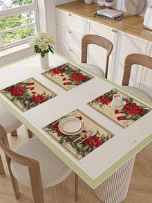 1pc Christmas Bird Table Runner, Christmas Decorative Table Runner, Christmas Linen-Like Table Runner, Table Runner, Table Runner, 1pc Table Runner, 4pcs Placemats, 1pc Pillow Cover, 3 Products Available, Seasonal Home Decor For Indoor/Outdoor Winter Party, Christmas Home Decoration, Christmas Room Decor, Christmas Party Supplies