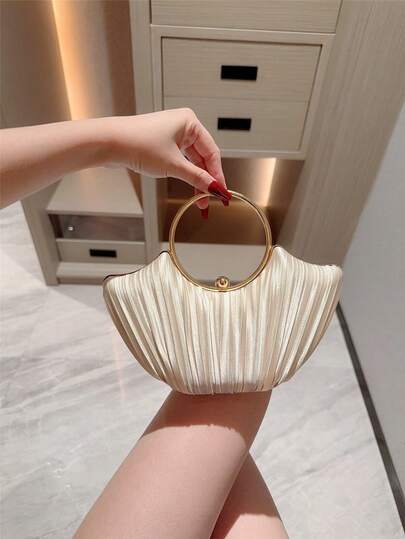 1 chiếc ví cầm tay dự tiệc hình hộp xếp ly thanh lịch dành cho nữ, túi xách tay cầm tay đính vòng tay lấp lánh sang trọng, ví cầm tay dự tiệc tối trang trọng quyến rũ, thích hợp cho các buổi hẹn hò, dạ hội, sinh nhật, tụ họp trang trọng