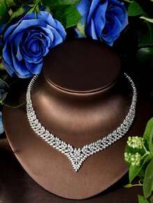 1 Set de joyería de lujo, decoración con corazón de circonita cúbica, adecuado para uso en fiestas de mujeres