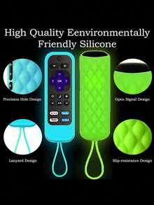 Ốp bảo vệ chống bụi bằng silicon phát sáng ban đêm cho điều khiển từ xa TV Hisense Roku, nhiều màu (Vui lòng xem trang chi tiết để biết hướng dẫn phát sáng), đồ dùng học tập, cách nhiệt, quà tặng ngày lễ tình bạn, quà tặng cho cún cưng, lễ hội hóa trang, trang trí tiệc, ngày Quốc tế Phụ nữ, đồ dùng du lịch, quà tặng đám cưới, Y2K, phòng ngủ, phụ kiện xe hơi nữ, trang trí nhà bếp. - màu đen - Xem 4